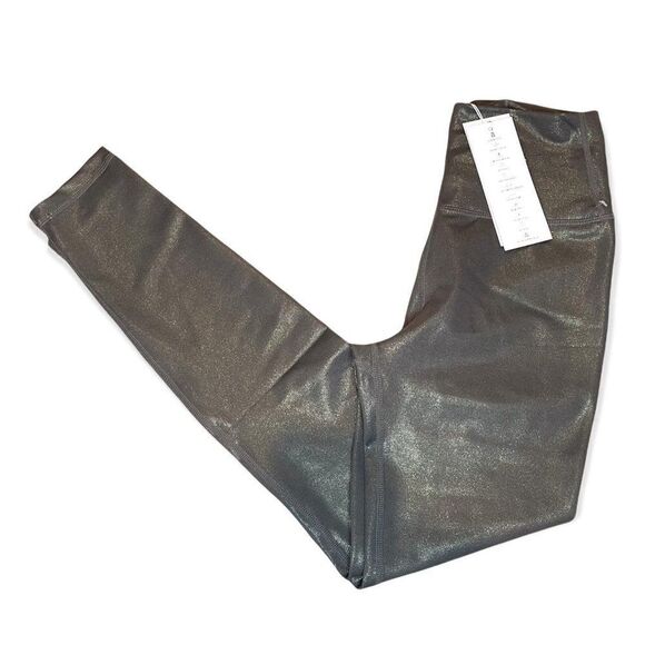 NWT Allfenix Womens Liquid Olive Green Shimmery Pull On 7/8 Leggings Size Small - Picture 2 of 8